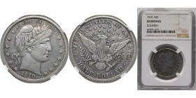 United States Federal republic 1910 ½ Dollar "Barber Half Dollar" Silver (.900) (.100 copper) Philadelphia Mint (418000) 12.5g NGC XF KM116