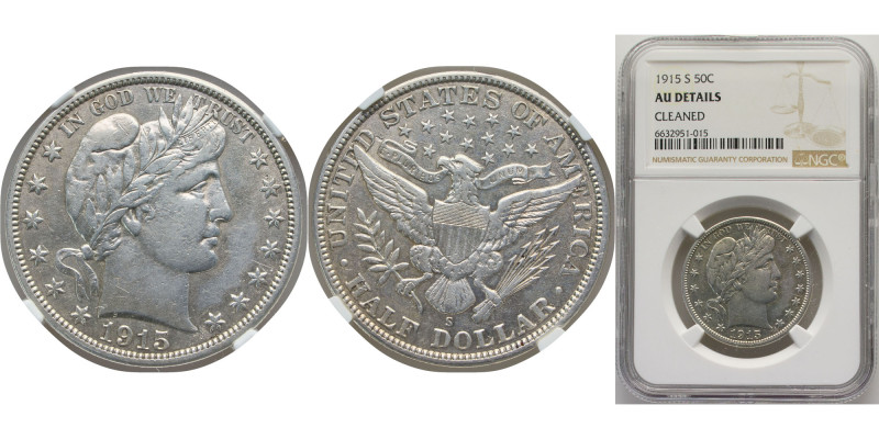 United States Federal republic 1915 ½ Dollar "Barber Half Dollar" Silver (.900) ...