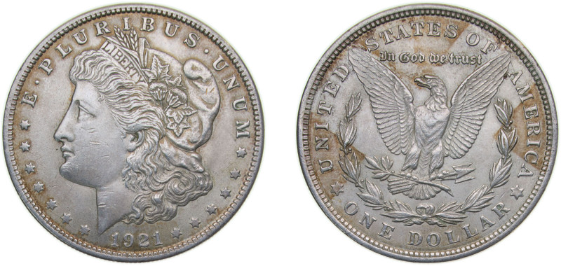 United States Federal republic 1921 1 Dollar "Morgan Dollar" Silver (.900) (.100...