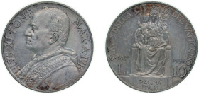 Vatican City City State 1933 10 Lire - Pivs XI (Jubilee) Silver (.835) (50000) 10g AU KM18