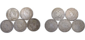 Venezuela United States 1879 - 1889 5 Bolívares 5 Lots Silver (.900) (Copper .100) (329000) 25g VF Y24 KM24