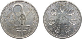 Western African States Central Bank of Western African States 1972 500 Francs CFA (Monetary Union) Silver (.900) Paris Mint (100000) 25g BU KM7 Schön1...