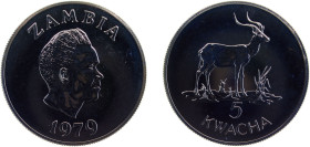 Zambia Republic 1979 5 Kwacha (Conservation - African Longhorn) Silver (.925) Royal Mint (3250) 28.28g BU KM18