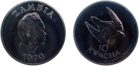 Zambia Republic 1979 10 Kwacha (Conservation - Taita Falcon) Silver (.925) Royal Mint (3250) 35g BU KM19 Schön19