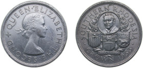 Zimbabwe Southern Rhodesia British colony 1953 1 Crown - Elizabeth II (Cecil Rhodes) Silver (.500) Royal Mint (Tower Hill) (123500) 28.28g UNC KM27 Sc...