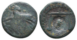 Greek Coin. Ae . Circa 4th – 1st C. BC.Reference:Condition: Very Fine

Weight: 2,2
Diameter: 14,2