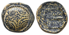 Greek Coin. Ae . Circa 4th – 1st C. BC.Reference:Condition: Very Fine

Weight: 4,8
Diameter: 14,6