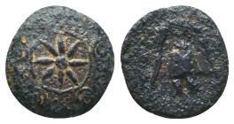 Greek Coin. Ae . Circa 4th – 1st C. BC.Reference:Condition: Very Fine

Weight: 1,2
Diameter: 10,7