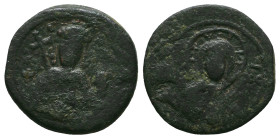 Byzantine Coins, Ae.Condition: Very Fine

Weight: 3,7 gr
Diameter: 19,6 mm
