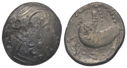 Ostkelten. Subkarpaten. Typ 'Schnabelpferd'.

 Tetradrachme (Billon).
Vs: Stilisierter Kopf des Zeus mit Lorbeerkranz rechts.
Rs: Stilisiertes Pfe...