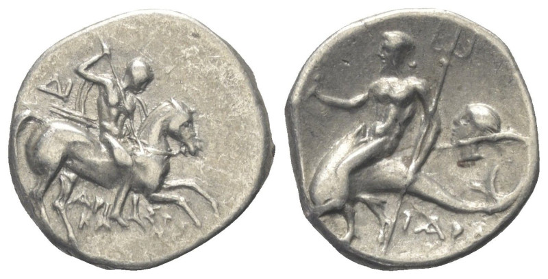 Kalabrien. Tarent.

 Didrachme oder Nomos (Silber). Ca. 272 - 240 v. Chr.
Vs:...