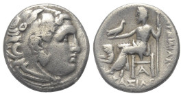 Königreich Thrakien. Lysimachos (306 - 281 v. Chr.).

 Drachme (Silber). Ca. 305 - 297 v. Chr. Magnesia am Mäander.
Vs: Kopf des jugendlichen Herak...