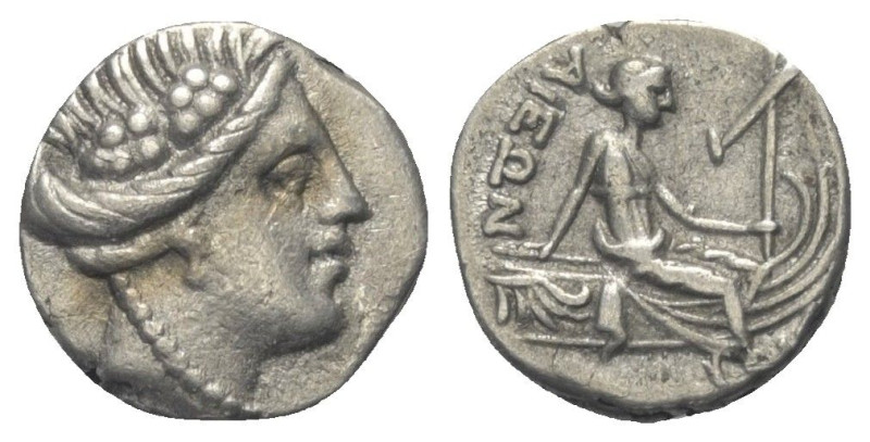 Euböa. Histiaia.

 Tetrobol (Silber). Ca. 3. - 2. Jhdt. v. Chr.
Vs: Kopf der ...