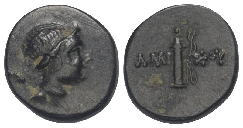 Pontos. Amisos.

 Bronze. Ca. 120 - 100 v. Chr.
Vs: Kopf des Eros mit Flügeln...