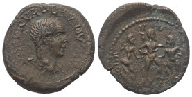 Troas. Alexandria. Valerianus I. (253 - 260 n. Chr.).

 Bronze.
Vs: Büste mit Lorbeerkranz, Paludament und Panzer rechts.
Rs: Betrunkener Herakles...