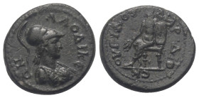 Phrygien. Laodikea am Lykos. Pseudo-autonome Prägung.

 Bronze. 1. Jhdt. n. Chr. (Zeit des Domitianus 81 - 96 n. Chr.).
Vs: Büste der Athena mit ko...