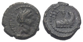 Pamphylien. Perge. Traianus (98 - 117 n. Chr.).

 Bronze.
Vs: Büste des Traian mit Lorbeerkranz rechts.
Rs: Prora rechts vor Leuchturm.

13 mm. ...