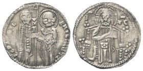Bulgarien. Zarenreich. Anonym (14. Jhdt.).

 Grosso - Beischlag (Silber).
Vs: Doge und St. Markus halten Banner frontal stehend.
Rs: Thronender Ch...