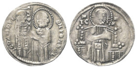Bulgarien. Zarenreich. Anonym (14. Jhdt.).

 Grosso - Beischlag (Silber).
Vs: Doge und St. Markus halten Banner frontal stehend.
Rs: Thronender Ch...