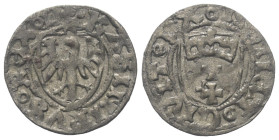 Polen - Königreich (1306 - 1506). Kasimir II. (IV.) Jagiellonczyk (1446 - 1392).

 Schiling (Silber). Danzig (Gdansk).
Vs: KASIMIRVS REX DO: Adler ...