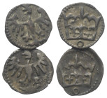 Polen - Königreich (1306 - 1506). Jan Olbracht (1492 - 1501).

 Denar (Billon). Krakau (Kraków).
Lot (2 Stück):
Vs: Adler.
Rs: Krone.

12 mm: 0...