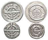 Ungarn. Bela II. (1131 - 1141).

 Denar (Silber).
Lot (2 Stück).
Vs: Kreuz auf Perlkreis, in den Quadranten Punkte, statt Umschrift E und Striche....