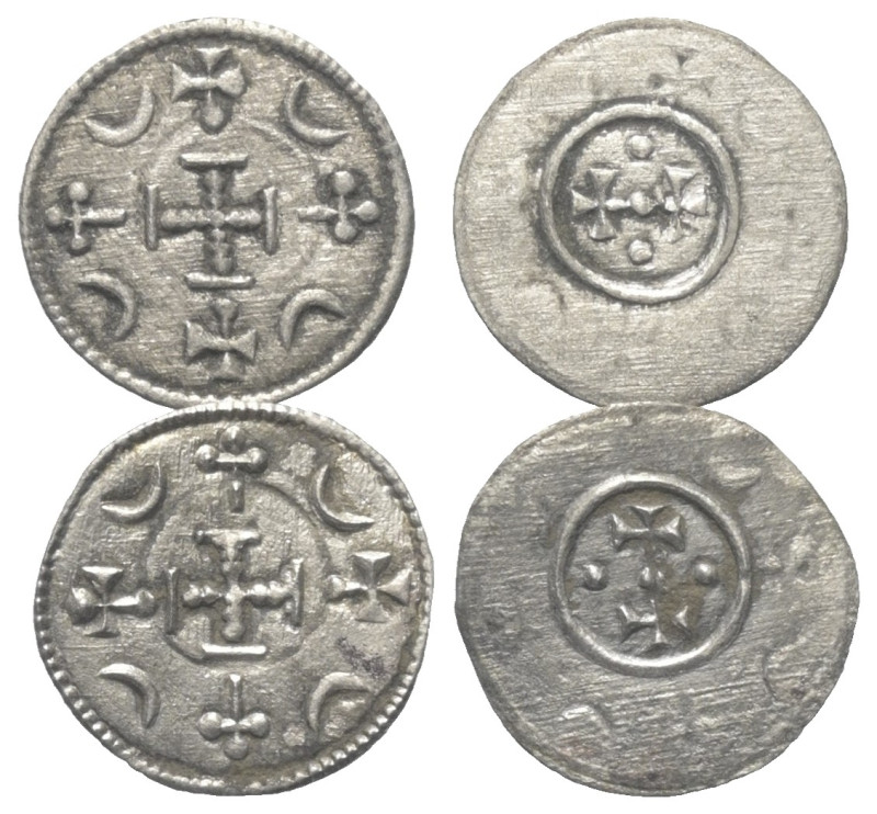 Ungarn. Stephan III. (1162 - 1172).

 Denar (Silber).
Lot (2 Stück):
Vs: Um ...