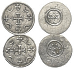 Ungarn. Stephan III. (1162 - 1172).

 Denar (Silber).
Lot (2 Stück):
Vs: Um ein Krückenkreuz vier Kreuze und vier Halbmonde, in einem Quadrant Pun...