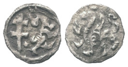 Ungarn. Andreas II. (1205 - 1235).

 Obol (Silber).
Vs: Doppelkreuz, rechts gewandt stehender, nach links blickender Panther.
Rs: Geflügelter Grei...