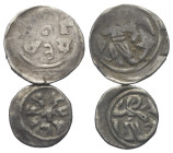 Ungarn. Bela IV. (1235 - 1270).

 Denar und Obol (Silber).
Lot (2 Stück):
Vs: BELA REX, in der Mitte Kreuz. 
Rs: Engel ersticht Drachen.

10 un...