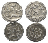 Ungarn. Bela IV. (1235 - 1270).

 Denar und Obol (Silber).
Lot (2 Stück):
Vs: Turm auf Mondsichel zwischen zwei Lilien.
Rs: Hebräischer Buchstabe...