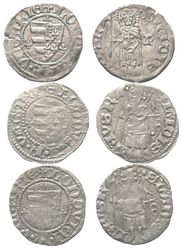 Ungarn. Ludwig I. (1342 - 1382).

 Denar (Silber).
Lot (3 Stück):
Vs: Wappen...