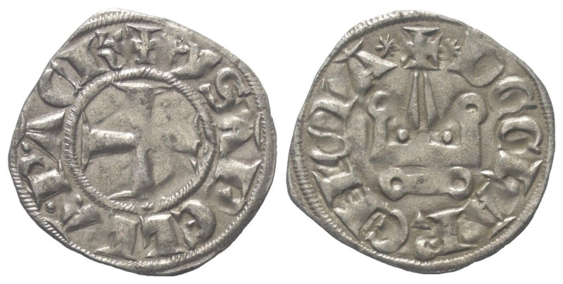 Achaia - Fürstentum. Isabella (1297 - 1301).

 Denar (Silber).
Vs: + YSABELLA...