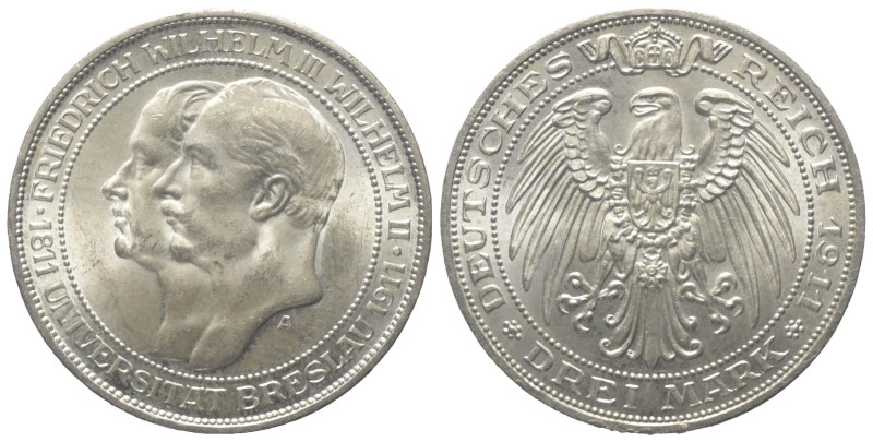 Kaiserreich. Preußen. Wilhelm II. (1888 - 1918).

 3 Mark (Silber). 1911 A. Be...