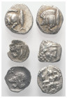 Griechische Münzen - Lots.


Kyzikos (Mysien) / Laranda (Lykaonien).

Lot (6 Stück, Silber): Diobol, Hemiobol; ca. 5. - 4. Jhdt. v. Chr.

Sehr ...