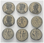 Römische Münzen - Lots. Kaiserzeit.


Lot (9 Stück, Kupfer): Folles des Licinius I. (308 - 324 n. Chr.) mit Konsularbüste.

Patina, meist sehr sc...