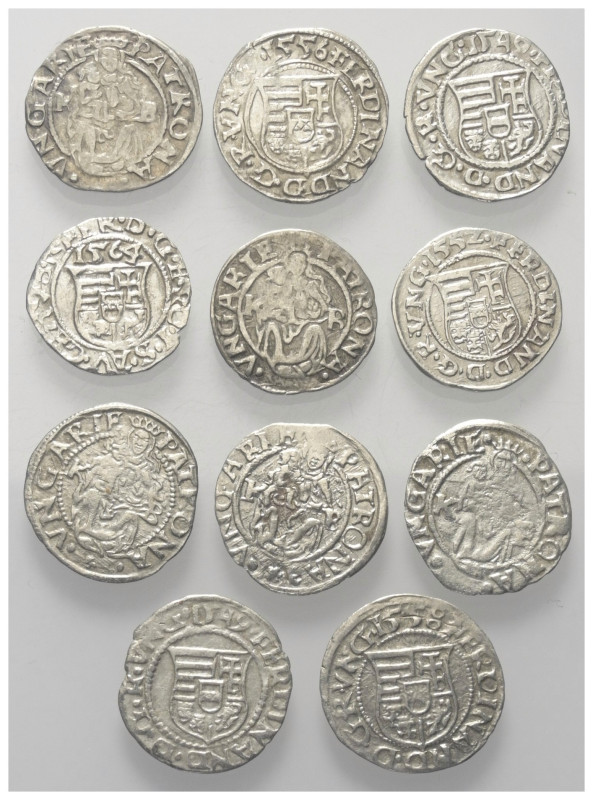 Europa - Lots.

Ungarn.
Ferdinand I. (1526 - 1564).

Lot (11 Stück, Silber)...