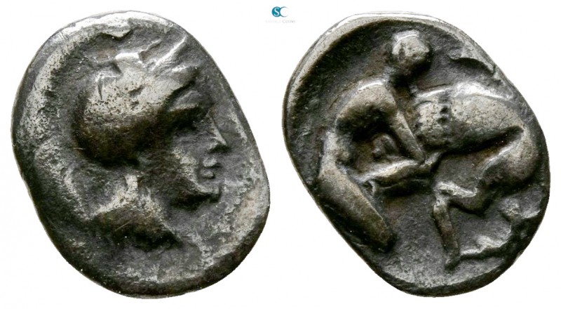 Calabria. Tarentum circa 380-280 BC. 
Diobol AR

12mm., 1,12g.



nearly ...