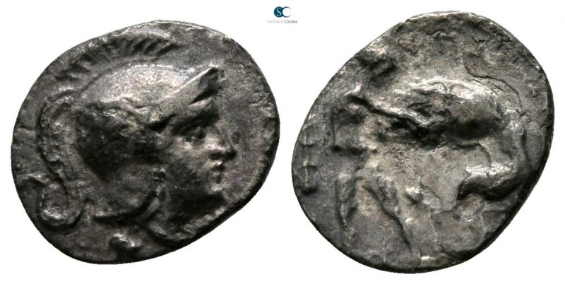 Calabria. Tarentum circa 380-325 BC. 
Diobol AR

10mm., 0,81g.



very fi...