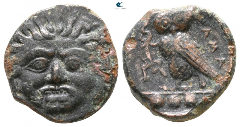Sicily. Kamarina 420-405 BC. 
Tetras Æ

13mm., 3,09g.



very fine