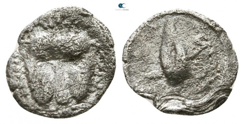 Sicily. Leontinoi 460-450 BC. 
Litra AR

8mm., 0,26g.



good fine