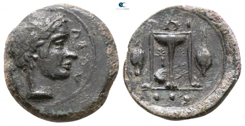 Sicily. Leontinoi 405-402 BC. 
Tetras Æ

13mm., 1,70g.



good very fine