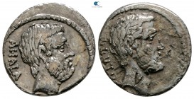 Q. Servilius Caepio (M. Junius) Brutus 54 BC. Rome. Denarius AR