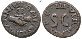 Augustus 27 BC-AD 14. L. Aelius Lamia, P. Silius and Annius, moneyers. Rome. Quadrans Æ