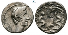 Augustus 27 BC-AD 14. Uncertain Italian mint or Ephesos. Quinarius AR