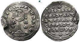 Constantine VII Porphyrogenitus, with Romanus I, Stephen, and Constantine AD 913-959. Constantinople. Miliaresion AR