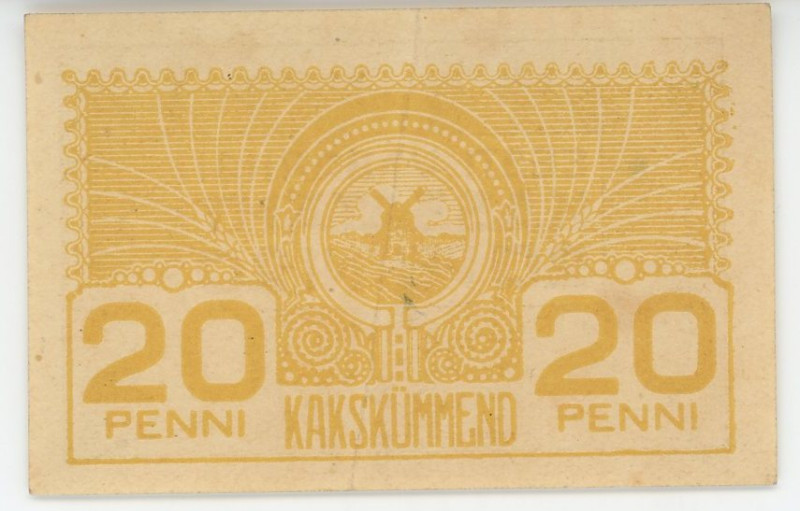 Estonia 20 Penni 1919 (ND)
P# 41a, N# 288115; VF-XF