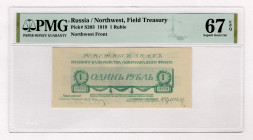 Russia - Northwest Front General Yudenich 1 Rouble 1919 PMG 67 EPQ
P# S203, N# 228642; UNC
