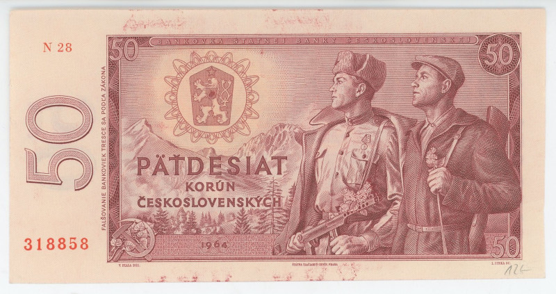 Czechoslovakia 50 Korun 1964
P# 90b, N# 208518; # N28 318858; UNC