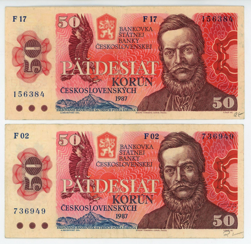 Czechoslovakia 2 x 50 Korun 1987
P# 96a, N# 206525; VF